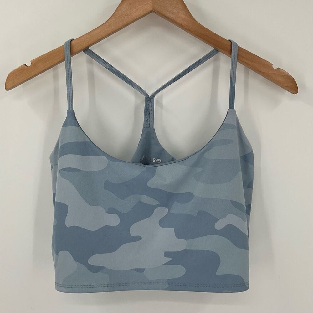 Glyder Pure Sports Bra French Blue Camo Wicking Quick‎ Dry Women Large